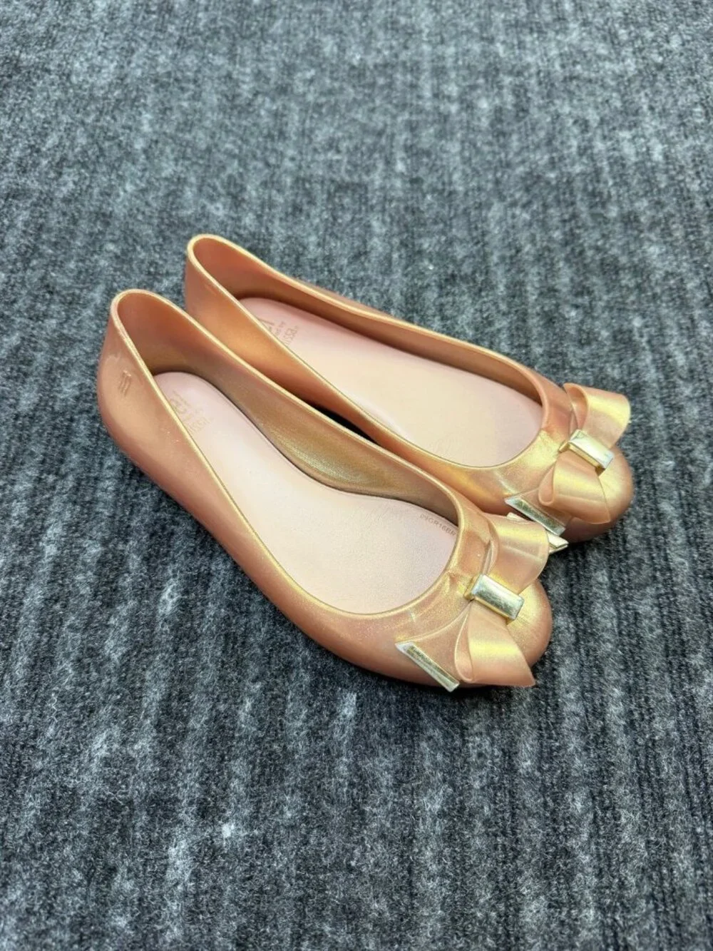 Mel Dreamed by Melissa Rose Gold Bow Jelly Ballet Flats Women’s US 1